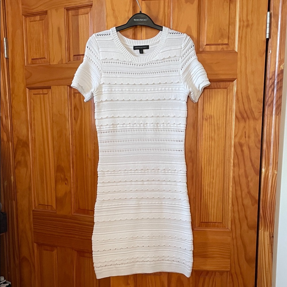 Banana Republic White Textured Mini Dress